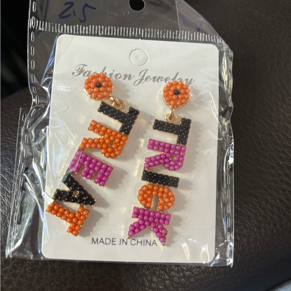 Jewelry - Halloween TRICK/ TREAT Design Beaded Dangle Earrings NEW